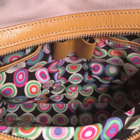 PRESTON & YORK CANVAS AND YELLOW LEATHER SATCHEL - Picture 7 of 8